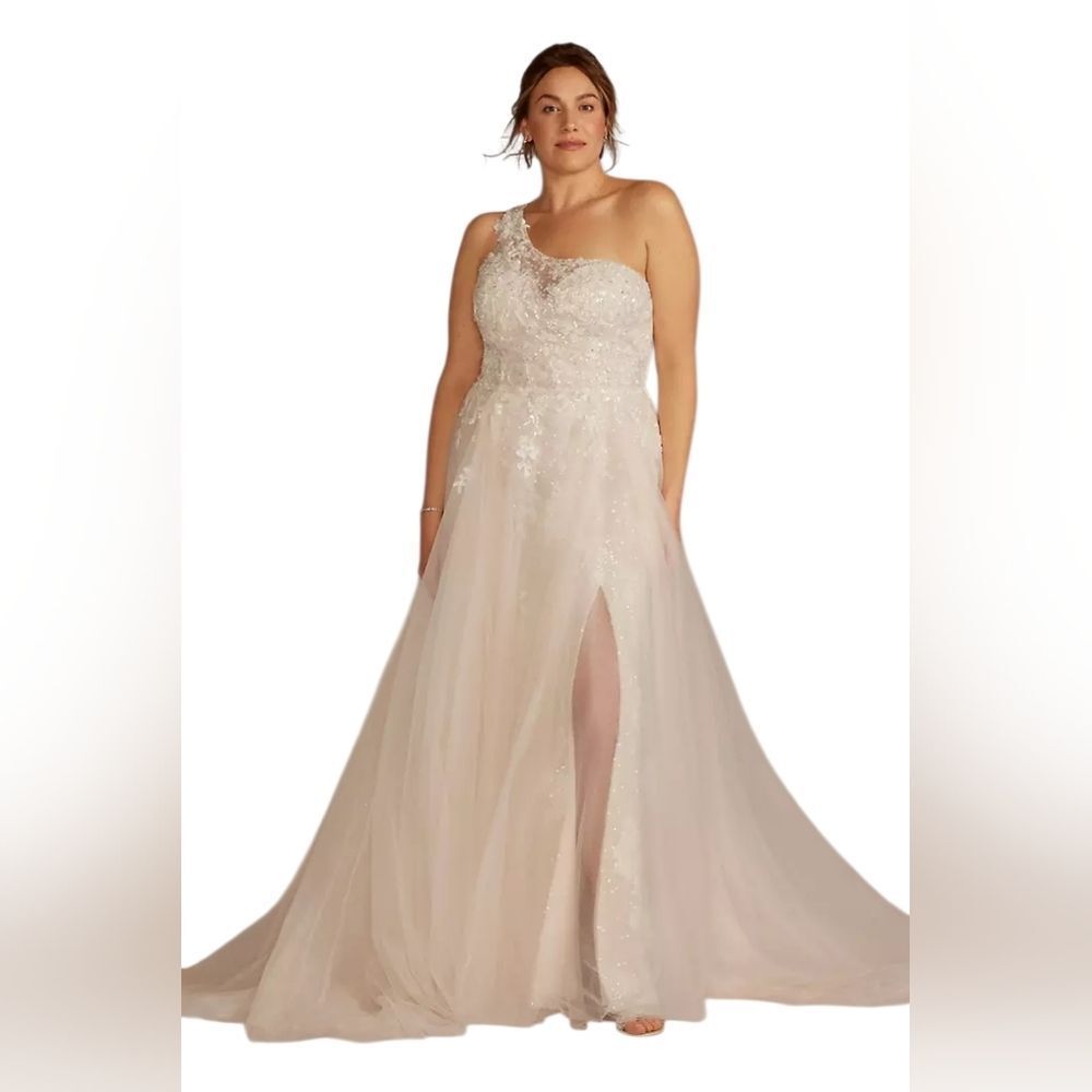Galena Signature One-Shoulder Wedding Dress with Overskirt | Size 24W